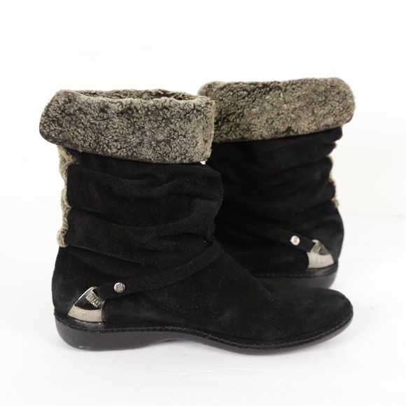 Stuart Weitzman Shoes - Stuart Weitzman Black Spanish Suede Slouch Wool Ankle Boots - Size 11
